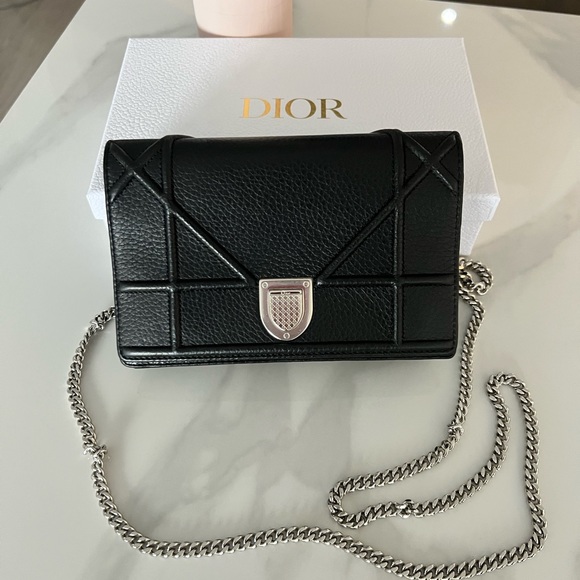 Christian Dior Purse (black calfskin with silver chain) - Picture 1 of 13